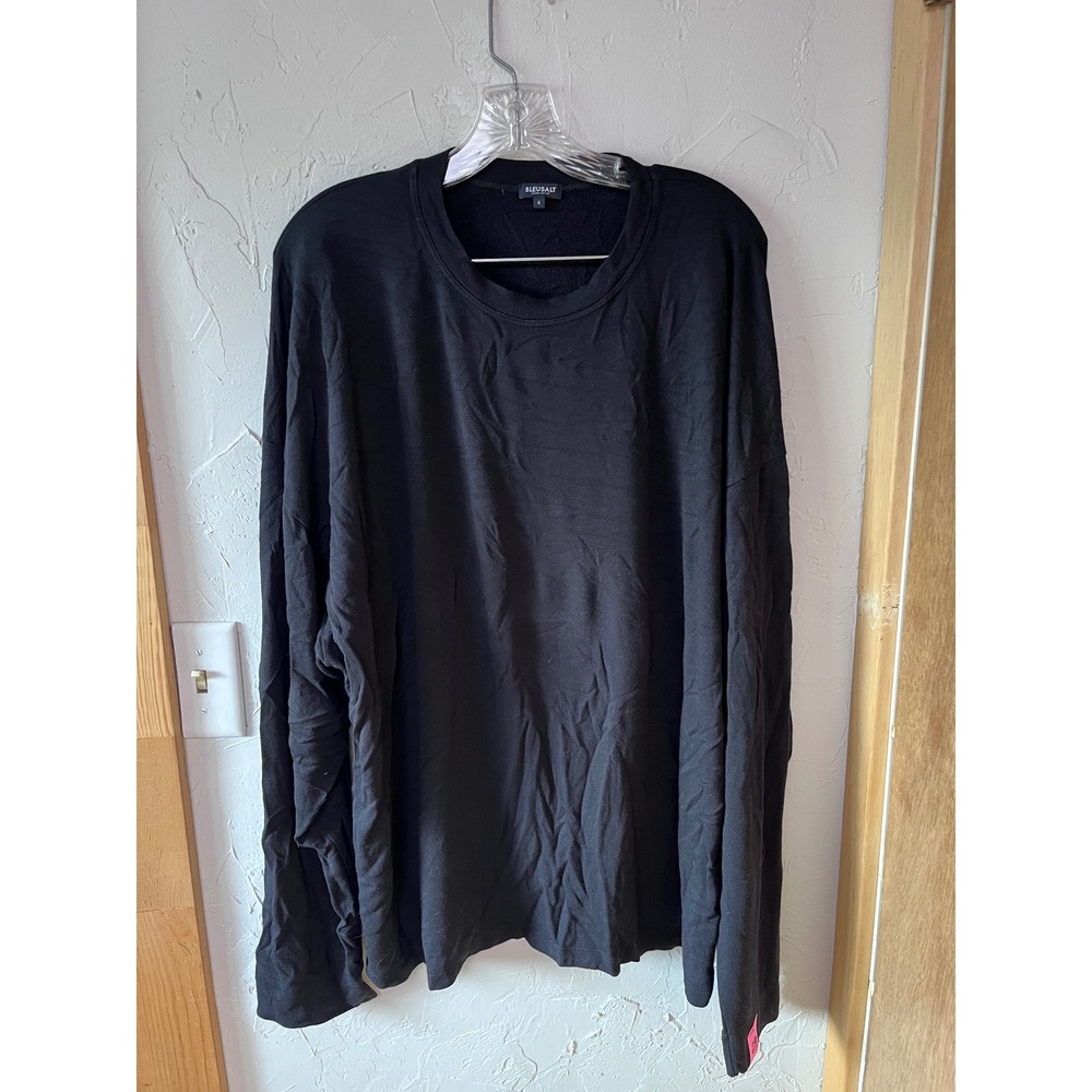 Bleusalt Malibu Unisex Black Long Sleeve Crewneck Pullover Top Size 4 XL